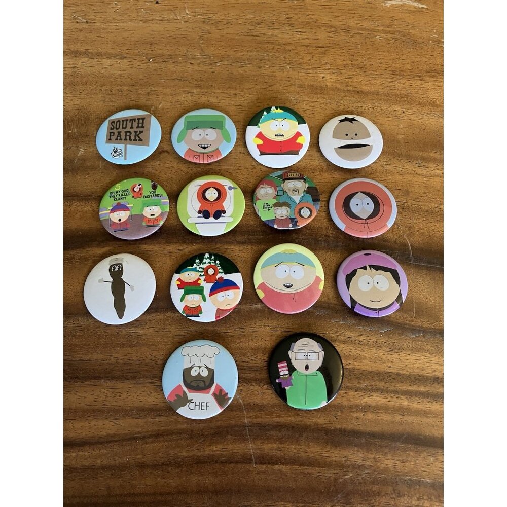 Vintage Assorted South Park 1998 Hat Lapel Pinback Buttons Lot
